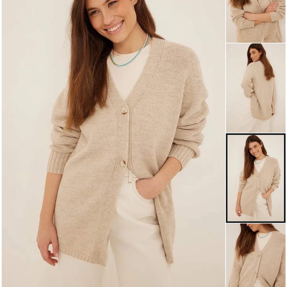 Beige Oversized Cardigan